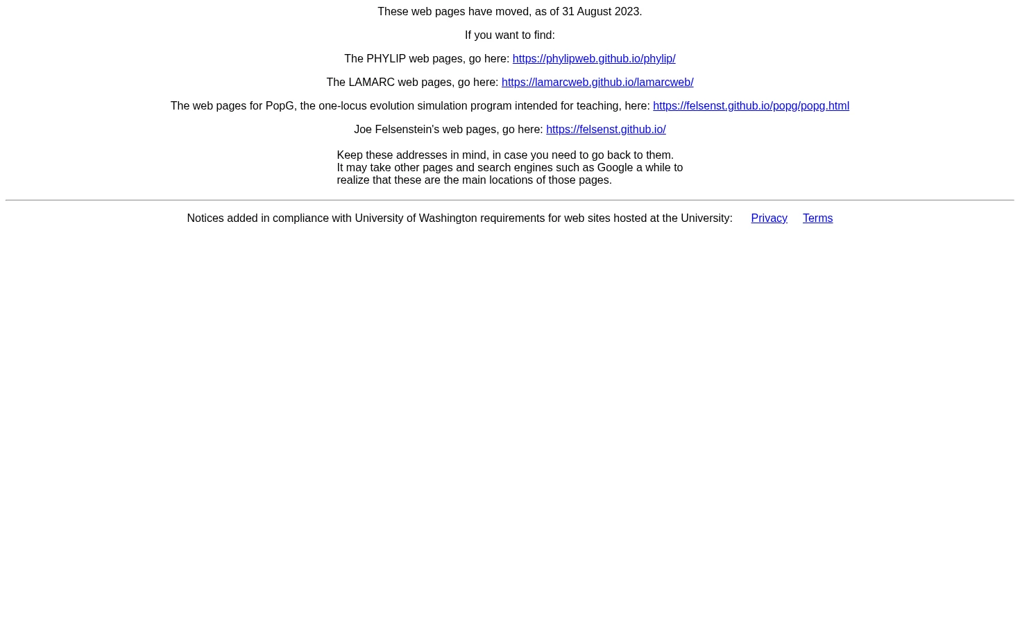 Felsenstein/Kuhner lab 页面快照